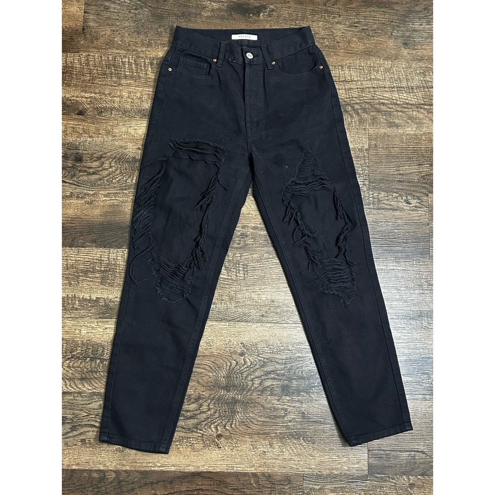 Pacsun‎ Ultra High Rise Slim Ripped Distressed Black Jeans Women's Size 25 - Picture 2 of 10